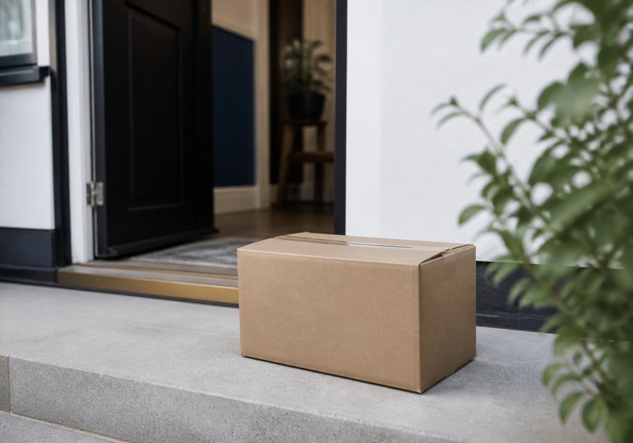 Discreet parcel delivered to a doorstep in Slovenia